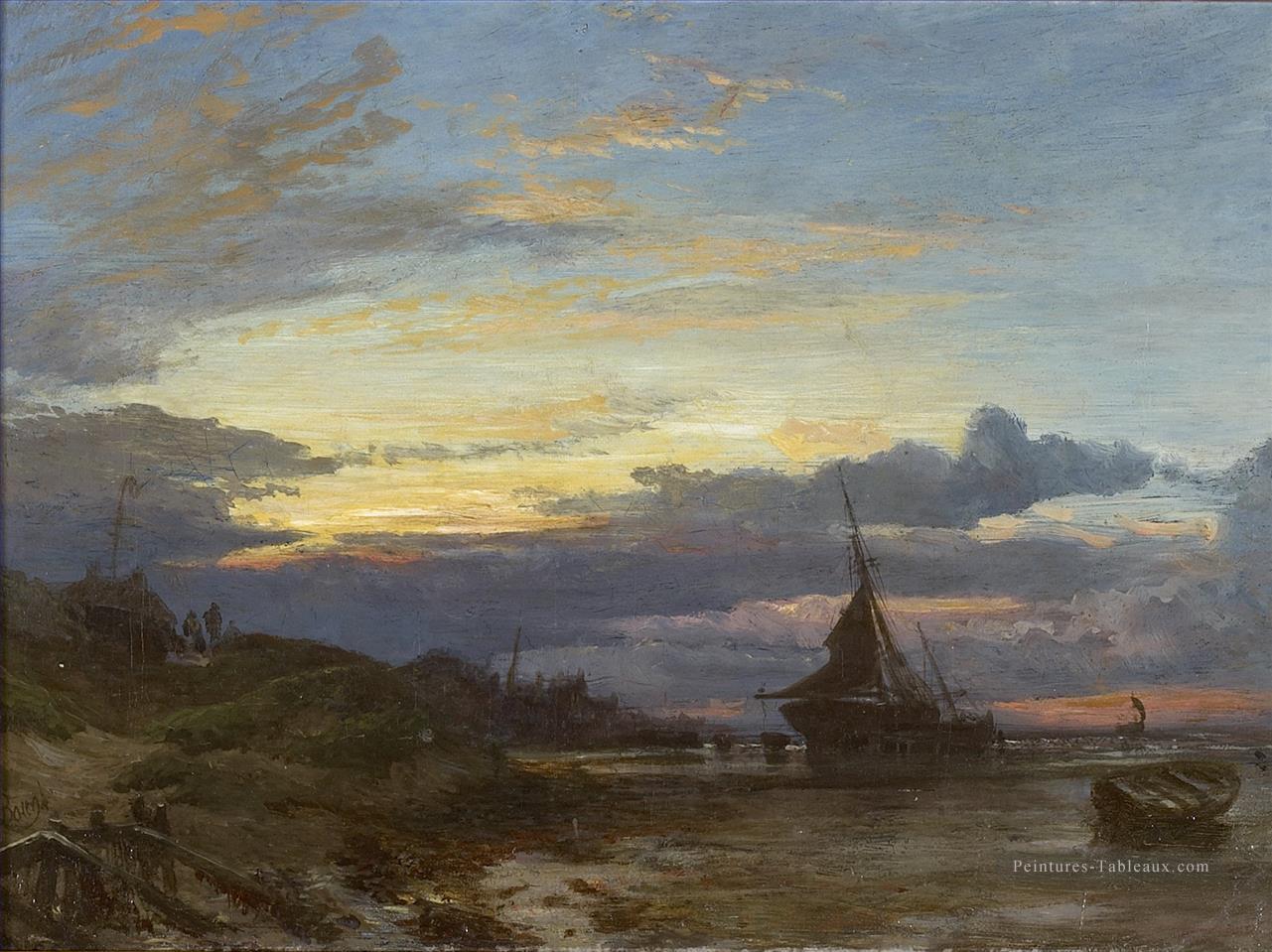 Lever de soleil sur la côte de Fife Samuel Bough des scènes portuaires Peintures à l'huile